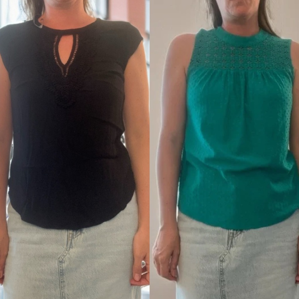 Daniel Rainn Tabk Top Blouses. Black & Green. Size Small